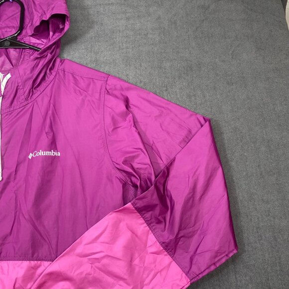 Columbia Womens Two-Tone Pink Lightweight Windbreaker Jacket With Hood Medium - Picture 10 of 13